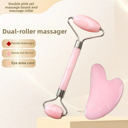 Resin Crystal Facial Massage Roller and Gua Sha Board Set
